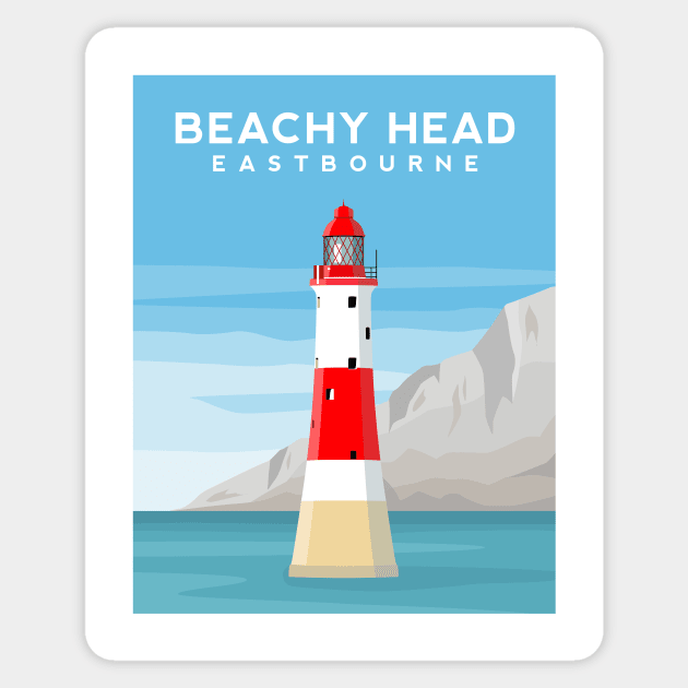 Beachy Head Lighthouse, Eastbourne, East Sussex Sticker by typelab